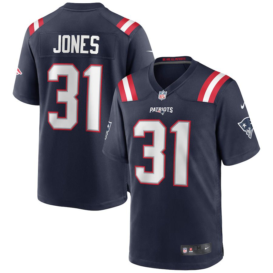 Men New England Patriots #31 Jonathan Jones Nike Navy Game Player NFL Jersey